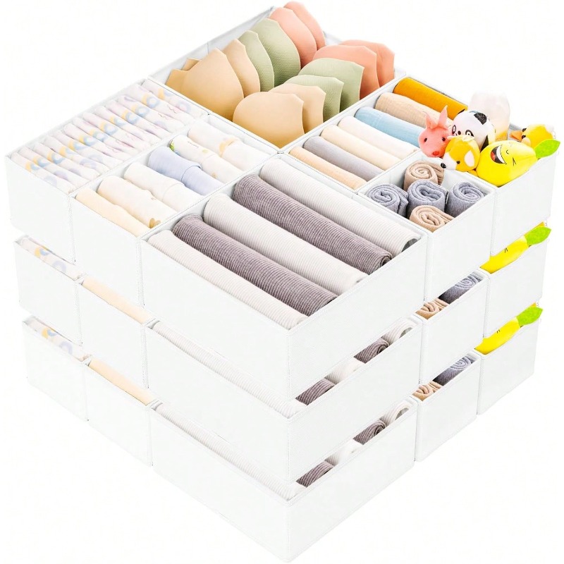 Baby Nursery Closet Organization - กล่องจัดระเบียบเสื้อผ้า 15 ชิ้น - กล่องจัดระเบียบและเก็บของเด็กแบบพับได้ และกล่องจัดระเบียบตู้เสื้อผ้าสำหรับห้องนอน,