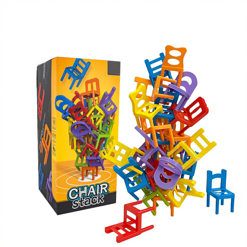 Baby Nursery Chair - เก้าอี้พับของเล่นปริศนาสำหรับเด็ก 24 ชิ้น เกมปฏิสัมพันธ์ระหว่างพ่อแม่และลูก เกมปาร์ตี้ซ้อนเก้าอี้สำหรับเด็ก เกมส์สังคม