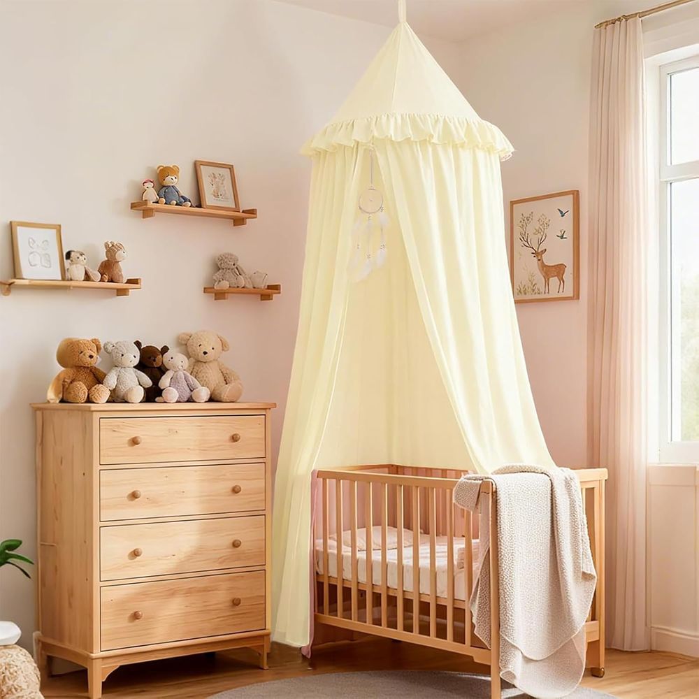 Baby Nursery Curtains - เตียงเด็กหรือเปลเด็กขนาด Twin ลายดรีมแคชเชอร์ ของตกแต่งห้องเด็กผู้หญิง ผ้าม่านทรงโดมสำหรับเด็กเล็ก ผ้าม่านแขวนทรงกลมสำหรับเตียงเด็ก
