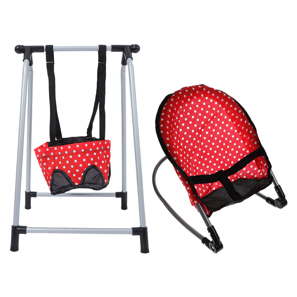 Baby Nursery Chair - ชุดเก้าอี้โยกและชุดชิงช้าสำหรับเด็ก โครงโลหะแข็งแรง อุปกรณ์เสริมสำหรับเล่นบทบาทสมมติในห้องเด็กสำหรับเด็กผู้หญิง