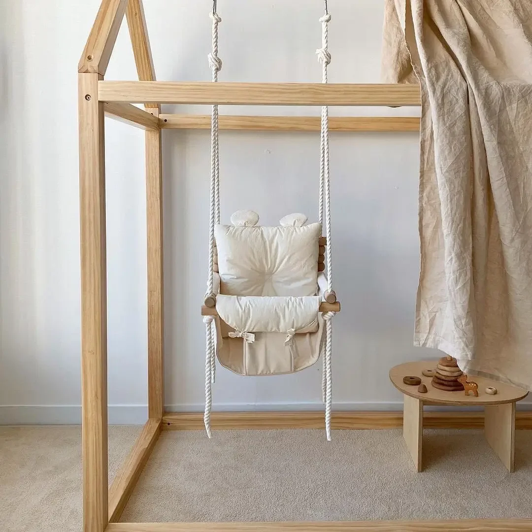 Baby Nursery Chair - เปลไกวเด็กแบบแขวนในบ้าน เก้าอี้แขวนสำหรับเด็กทารก ตะกร้าผ้าขนาดเล็ก เก้าอี้โยกผ้าสำหรับเด็ก เปลไกวเด็กในบ้านเพื่อความสบาย