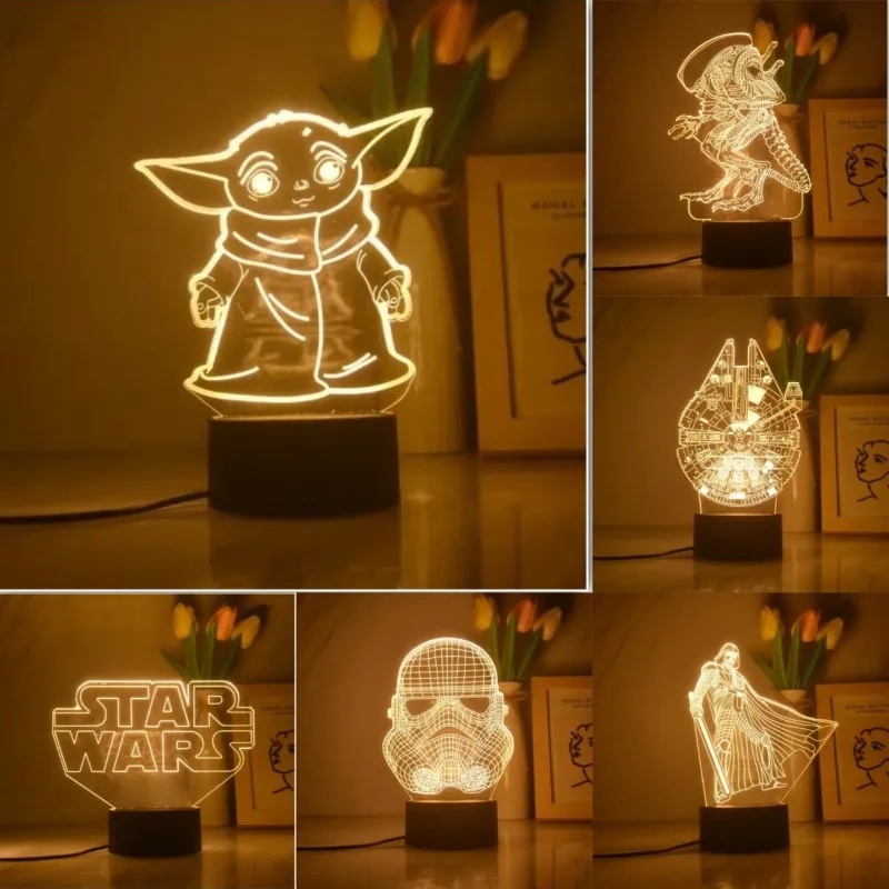 Baby Yoda Nursery - โคมไฟการ์ตูนอนิเมะ 3 มิติ โยวดา ไฟกลางคืนสำหรับตกแต่งห้อง โคมไฟอุ่นๆ