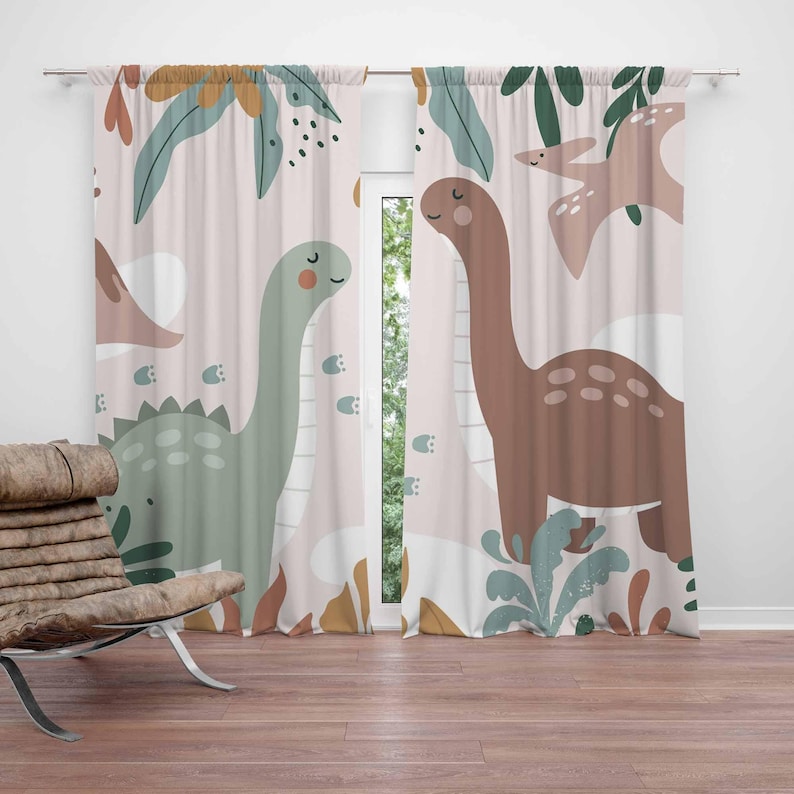 Baby Nursery Curtains - ผ้าม่านลายไดโนเสาร์สำหรับห้องเด็ก ผ้าม่านกันแสงสำหรับห้องเด็กเล่น ตกแต่งห้องเด็ก ผ้าม่านห้องนอน ผ้าม่านห้องนั่งเล่น