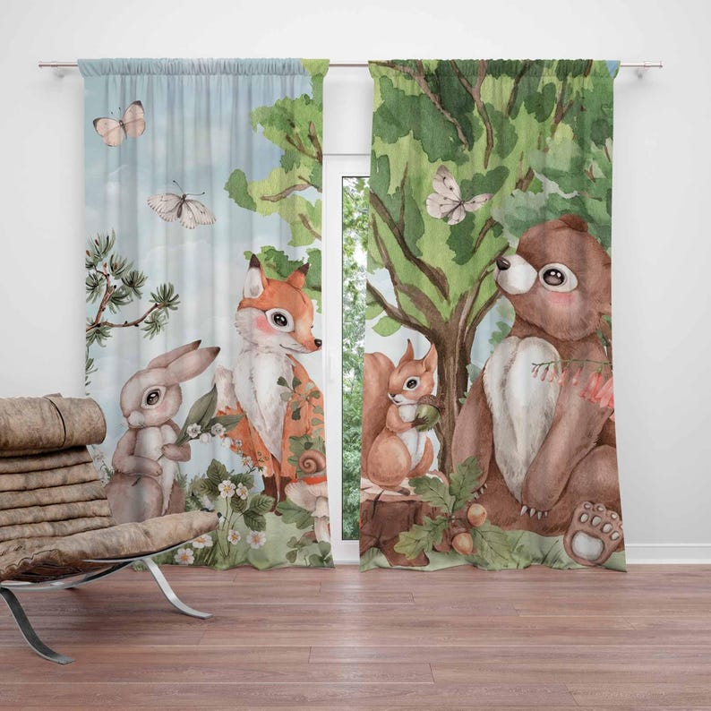 Baby Nursery Curtains - ม่านลายสัตว์ป่า ม่านห้องนอนเด็ก ม่านห้องเด็กเล่น ม่านกันแสง ม่านตกแต่งห้องเด็กอ่อน ม่านห้องนอน