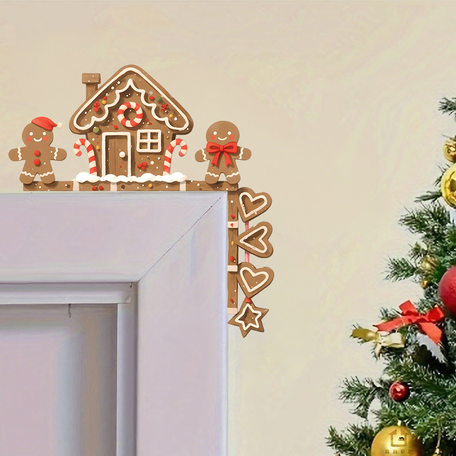 Wall Decal Nursery - บ้านขนมปังขิง&แมนคริสต์มาสสติ๊กเกอร์ติดผนังไวนิลที่ถอดออกได้สำหรับเด็กห้องนอนเด็กห้องนอนเนอสเซอรี่ตกแต่งผนังรูปลอก