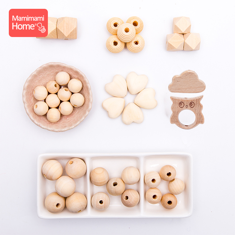 Baby Nursery Hospital - ลูกปัดไม้เด็กTeetherทําห่วงโซ่Pacifierไม้หนูDIYหัตถกรรมทารกแรกเกิดTeethingลูกปัดDIYอุปกรณ์เสริมพยาบาลของขวัญ
