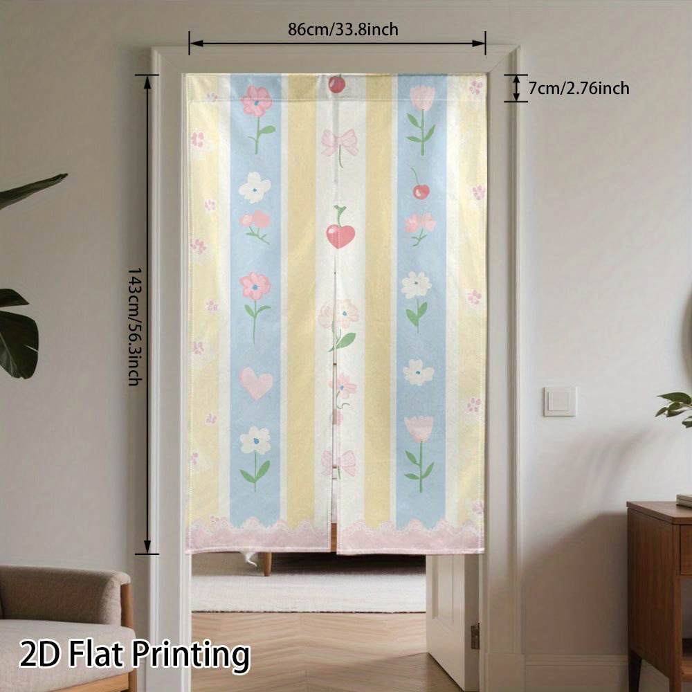 Baby Nursery Curtains - ม่านประตูโพลีเอสเตอร์ลายดอกไม้พาสเทลพร้อมลายทาง สำหรับแบ่งห้องในห้องเด็กอ่อน งานเลี้ยงฉลองทารกแรกเกิด ตกแต่งบ้านสไตล์โบโฮชิค