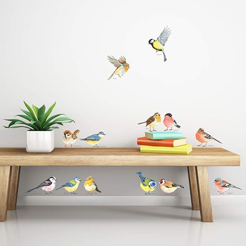 Baby Nursery Panelling - 13 ชิ้น Little Birds สติ๊กเกอร์ติดผนังเด็กทารกเด็กนกสาขาสัตว์รูปลอกผนังห้องนั่งเล่นห้องนอนตกแต่งบ้าน