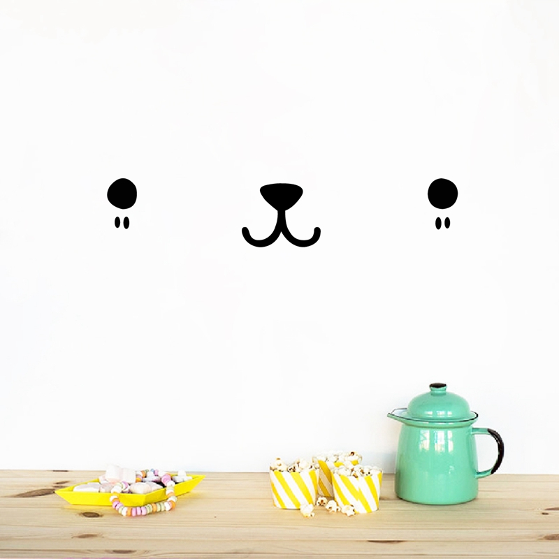 Baby Nursery Items - น่ารัก Kawaii Face Wall Art Decal
