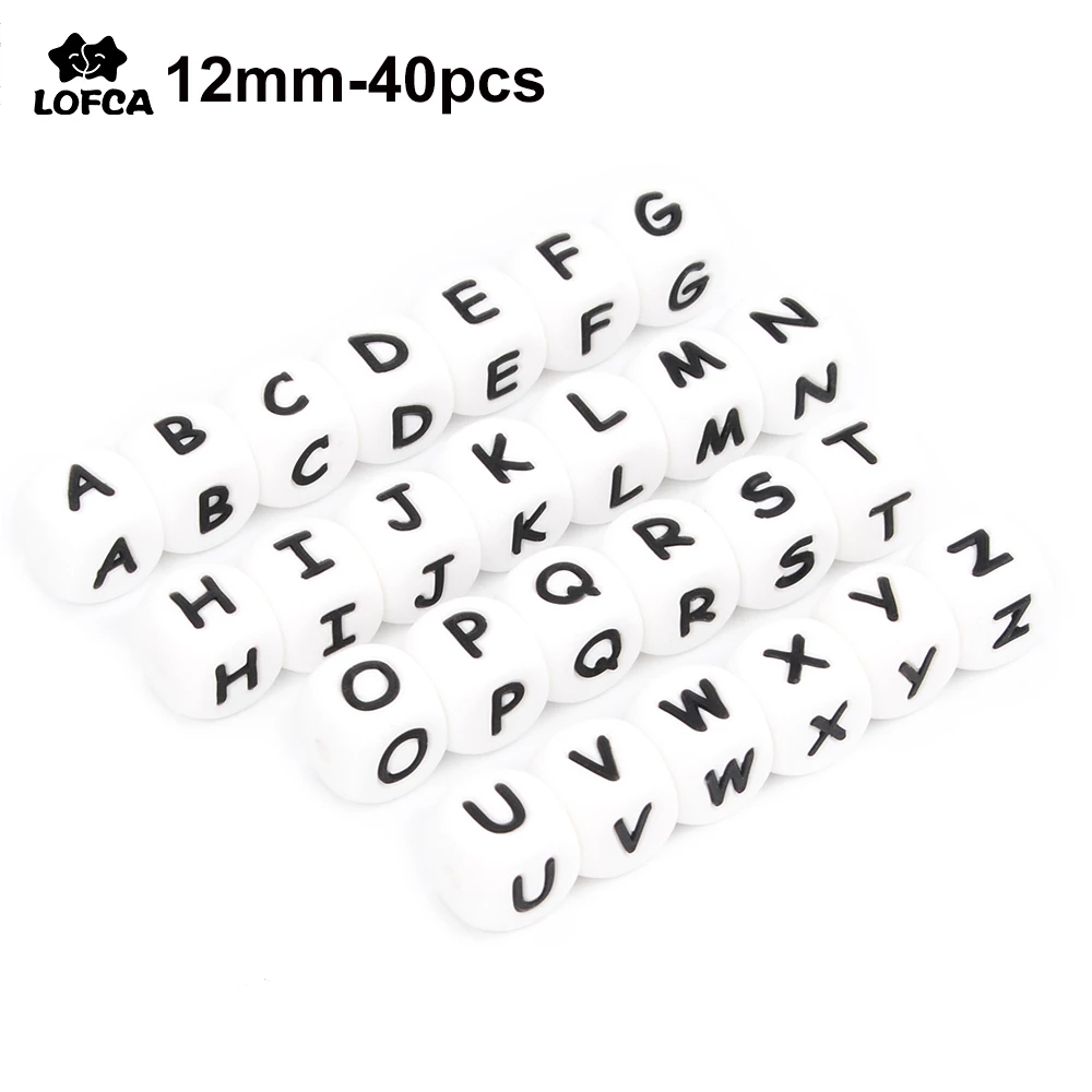 Baby Nursery Hospital - LOFCA 40pcs ตัวอักษรซิลิโคนลูกปัด 12 มม.Teething ลูกปัดเกรดอาหาร