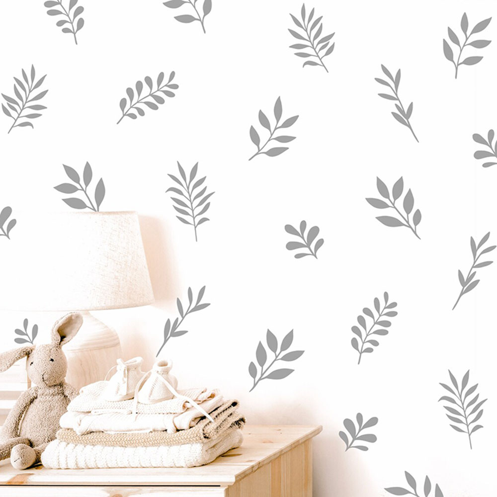 Baby Nursery Panelling - 41 ชิ้น Botanical Leaf สติ๊กเกอร์ติดผนังห้องเด็กเล่นห้องนอนธรรมชาติต้นไม้ใบรูปลอกผนังเด็กทารกไวนิล Home