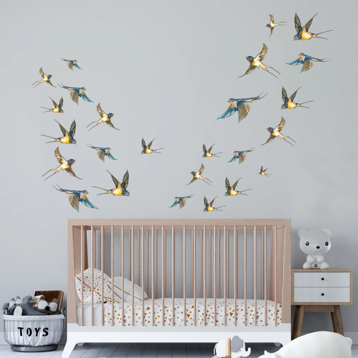 สติกเกอร์ติดผนังสีน้ำรูปนกหลาก - Baby Nursery Stickers บทวิจารณ์และราคา