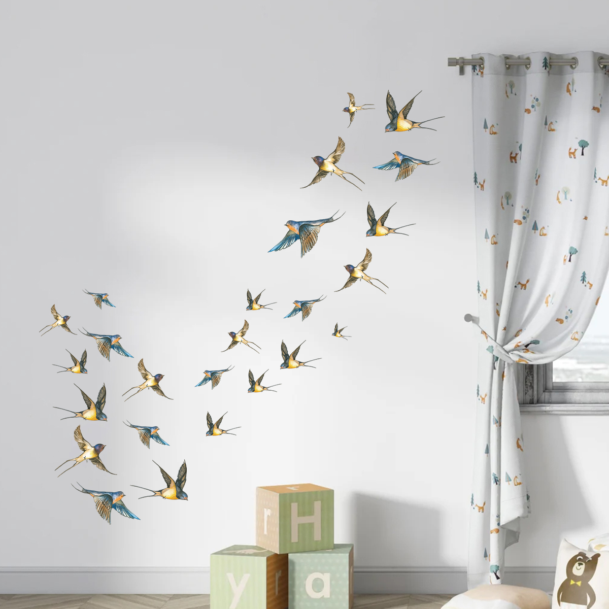 สติกเกอร์ติดผนังสีน้ำรูปนกหลาก - Baby Nursery Stickers บทวิจารณ์และราคา