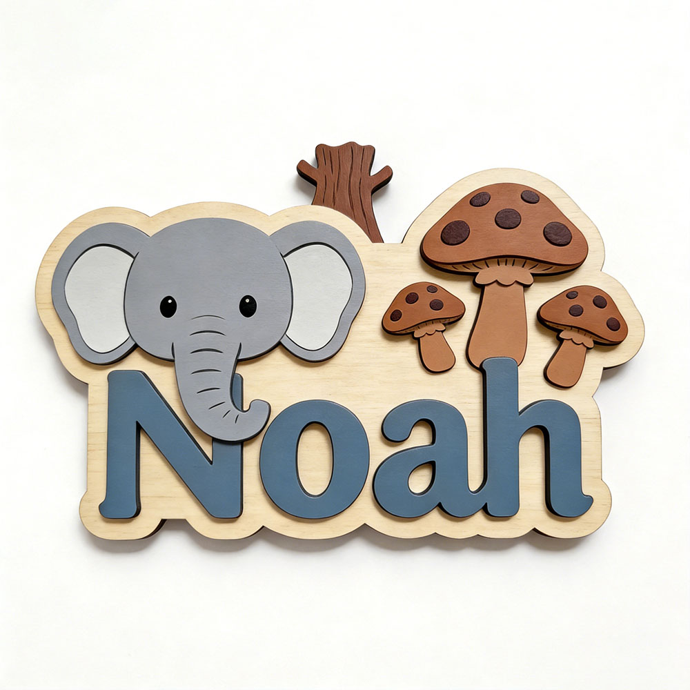 ป้ายชื่อไม้รูปช้างและเห็ดแบบปร - Baby Nursery Themes Girl บทวิจารณ์และราคา