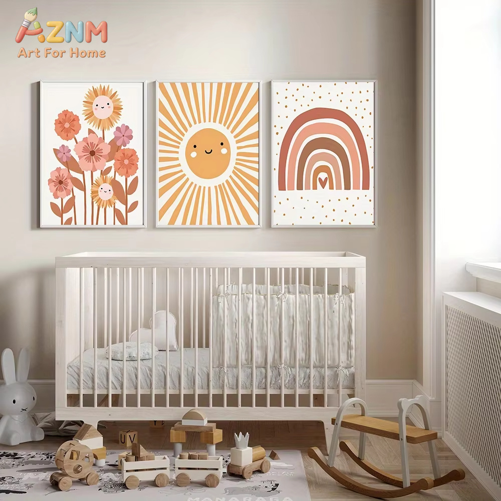 AZNM ภาพพิมพ์บนผ้าใบลายดอกทานต - Baby Nursery Neutral บทวิจารณ์และราคา