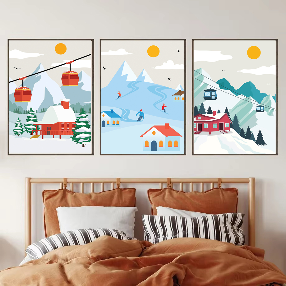ศิลปะบนผืนผ้าใบภูเขาหิมะสไตล์ม - Baby Nursery Themes Girl บทวิจารณ์และราคา