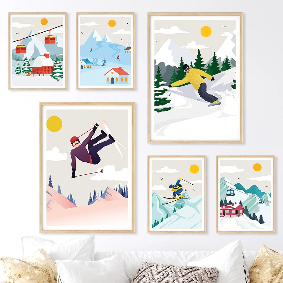 ศิลปะบนผืนผ้าใบภูเขาหิมะสไตล์ม - Baby Nursery Themes Girl บทวิจารณ์และราคา