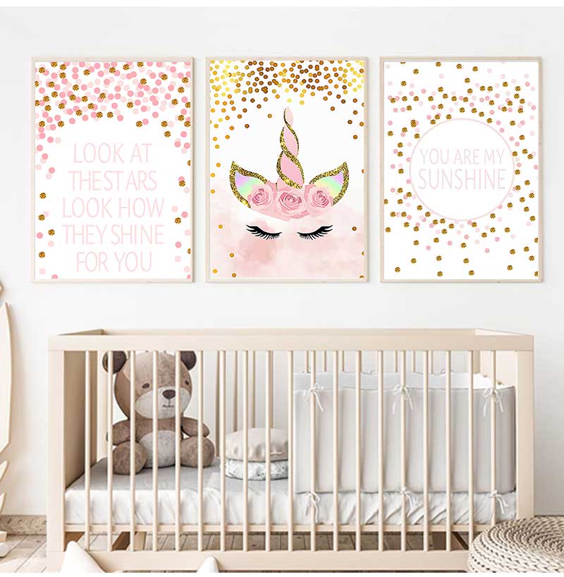 ภาพตกแต่งห้องนอนเด็กผู้หญิง ตก - Baby Unicorn Nursery บทวิจารณ์และราคา