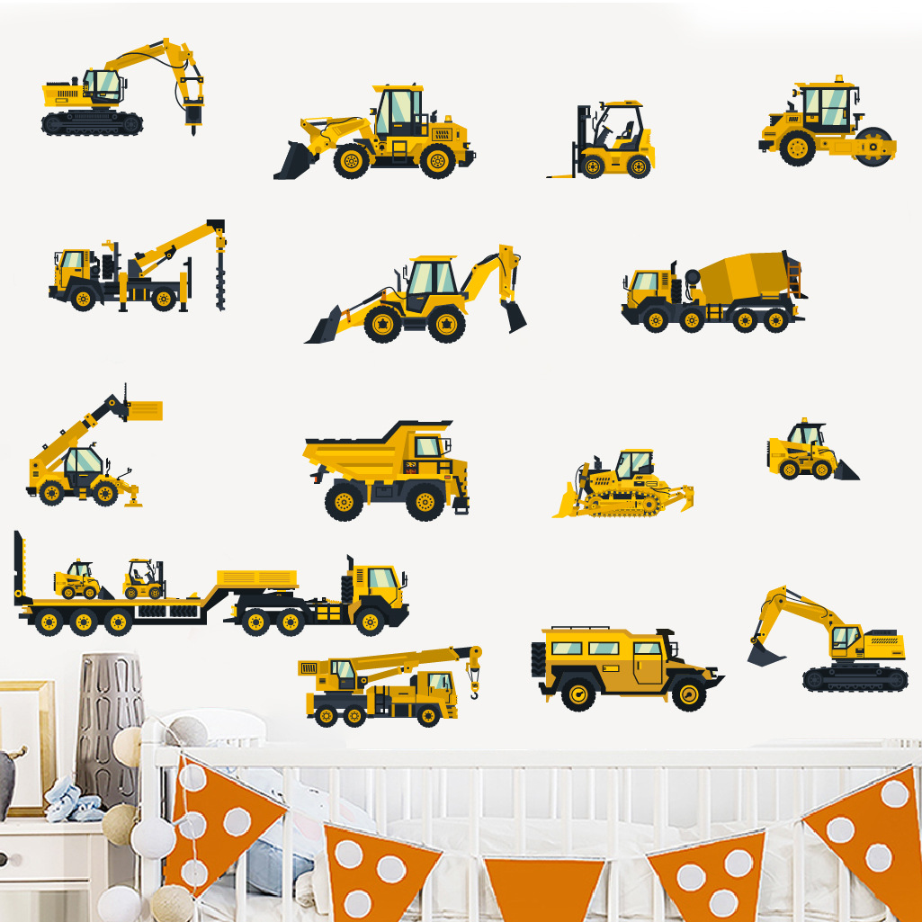 การ์ตูนExcavatorวิศวกรรมรถสติ๊ - Baby Nursery Stickers บทวิจารณ์และราคา