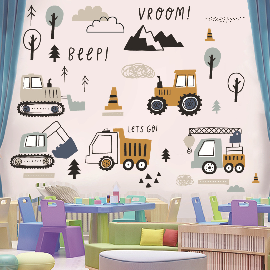 การ์ตูนExcavatorวิศวกรรมรถสติ๊ - Baby Nursery Stickers บทวิจารณ์และราคา