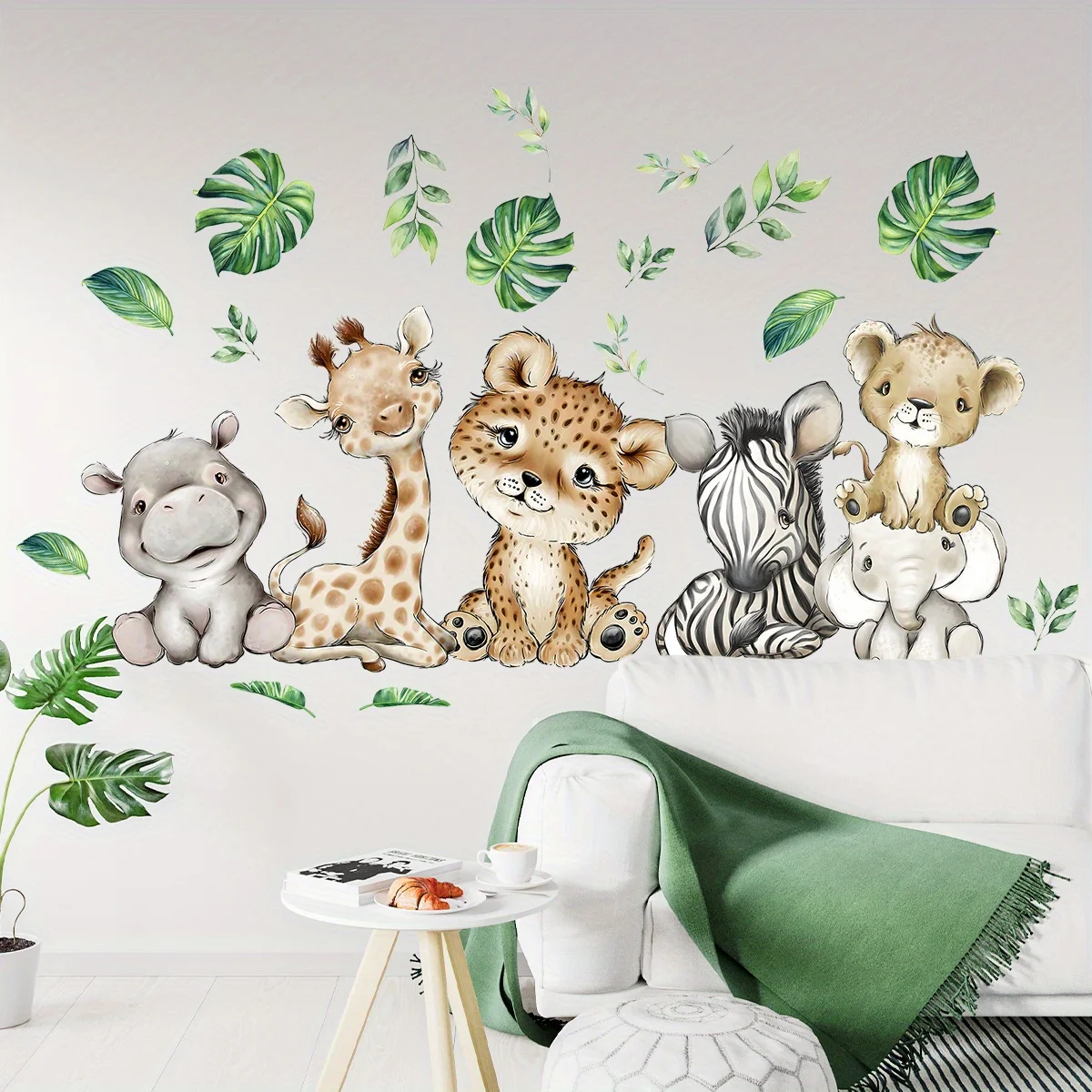1PC การ์ตูนน่ารัก Hippo Tiger  - Wall Decal Nursery บทวิจารณ์และราคา