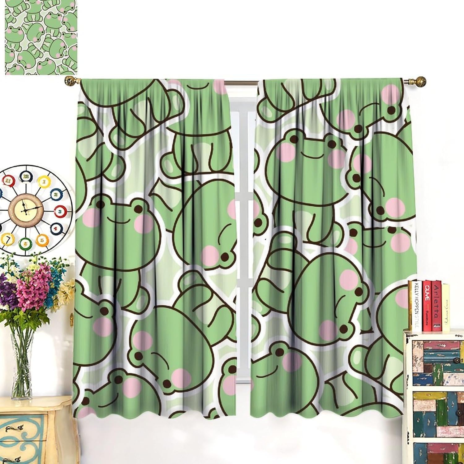ม่านลายกบสีเขียวน่ารักสำหรับห้ - Baby Nursery Curtains บทวิจารณ์และราคา
