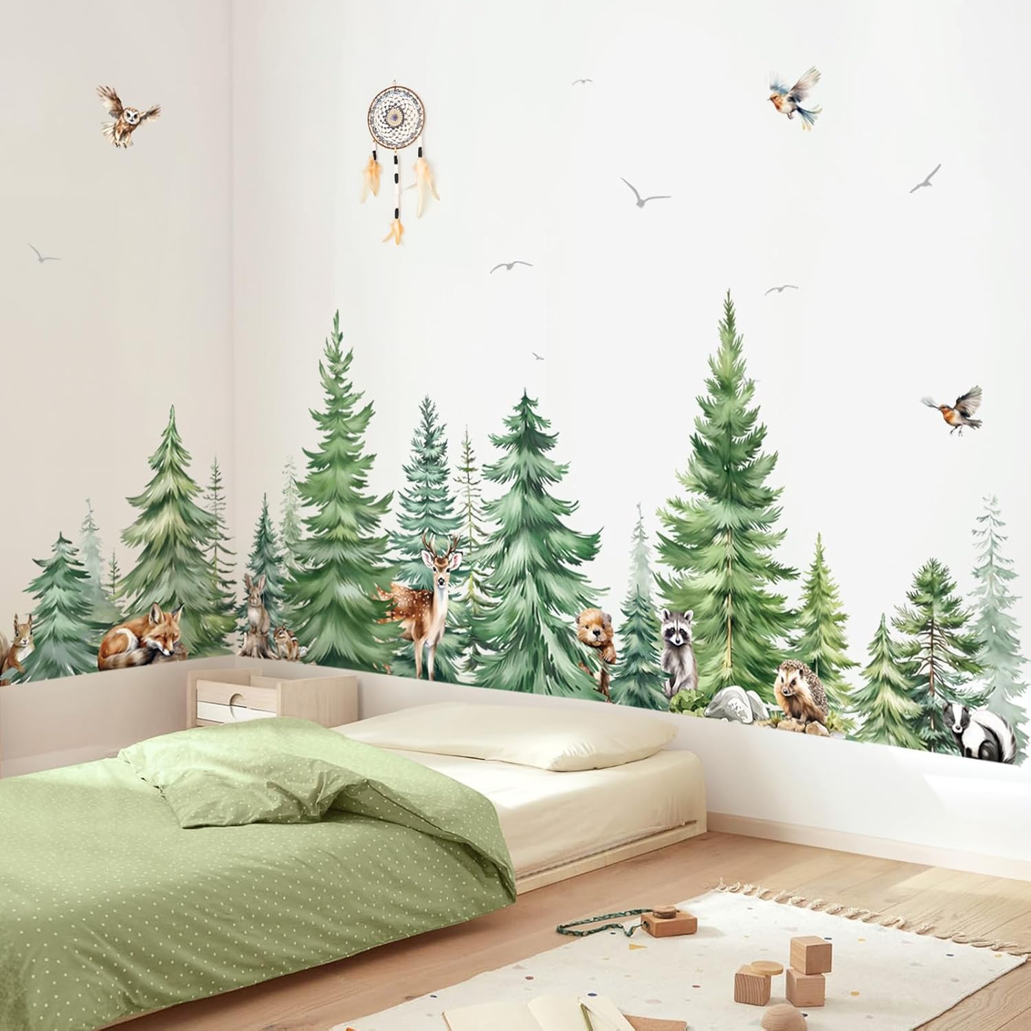 สติ๊กเกอร์ติดผนังลายต้นสนสีน้ำ - Baby Nursery Panelling บทวิจารณ์และราคา