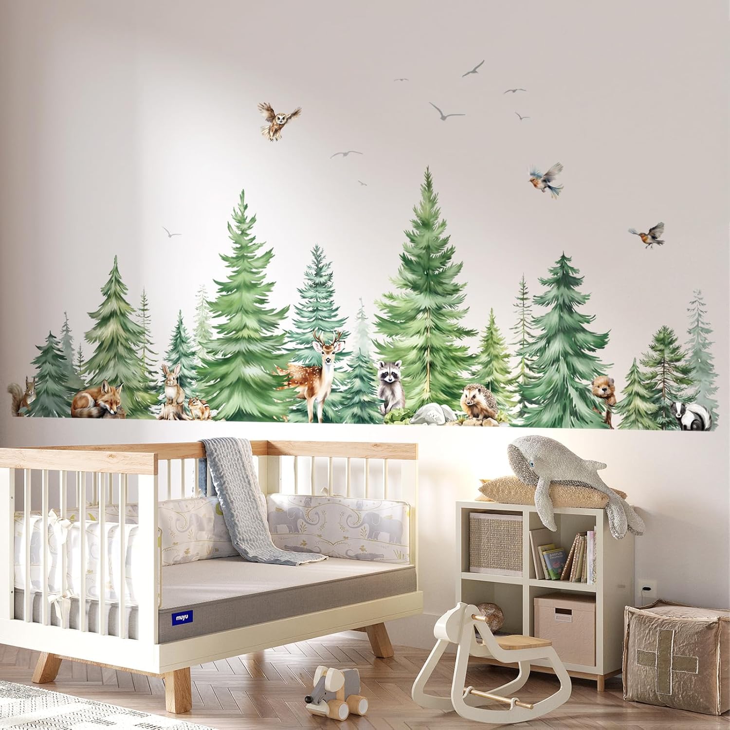 สติ๊กเกอร์ติดผนังลายต้นสนสีน้ำ - Baby Nursery Panelling บทวิจารณ์และราคา
