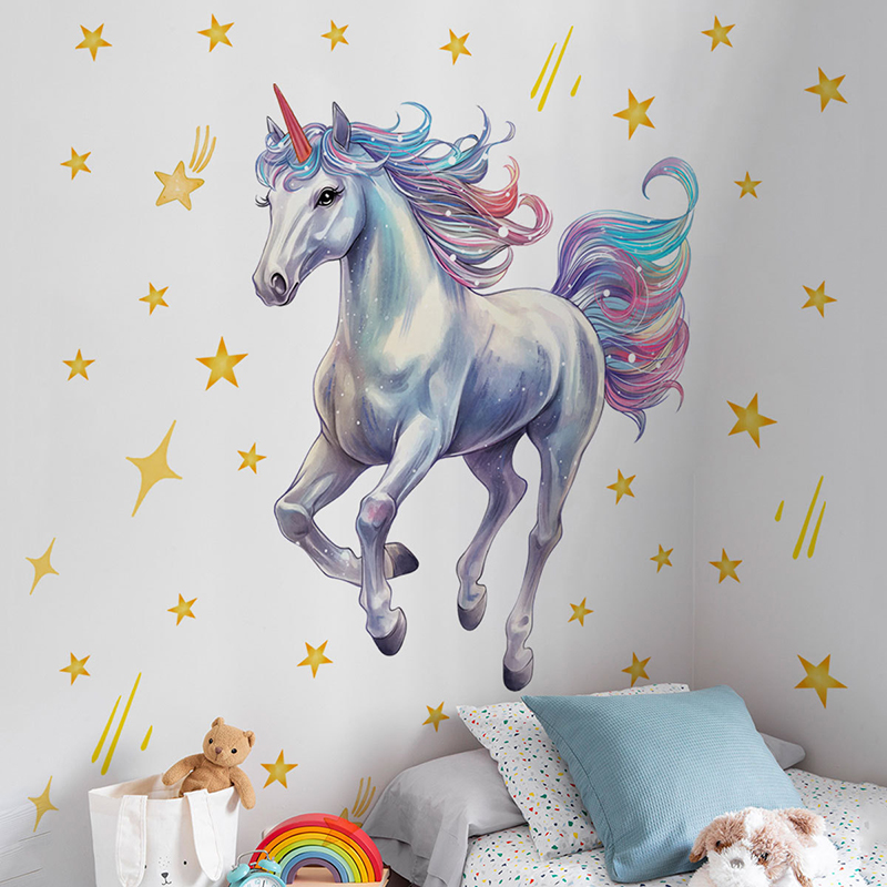 สติ๊กเกอร์ติดผนังลายการ์ตูนดาว - Baby Unicorn Nursery บทวิจารณ์และราคา