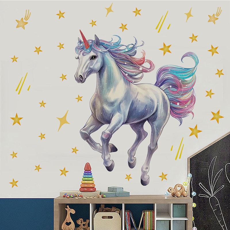 สติ๊กเกอร์ติดผนังลายการ์ตูนดาว - Baby Unicorn Nursery บทวิจารณ์และราคา