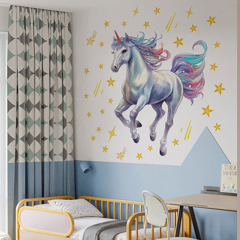 สติ๊กเกอร์ติดผนังลายการ์ตูนดาว - Baby Unicorn Nursery บทวิจารณ์และราคา