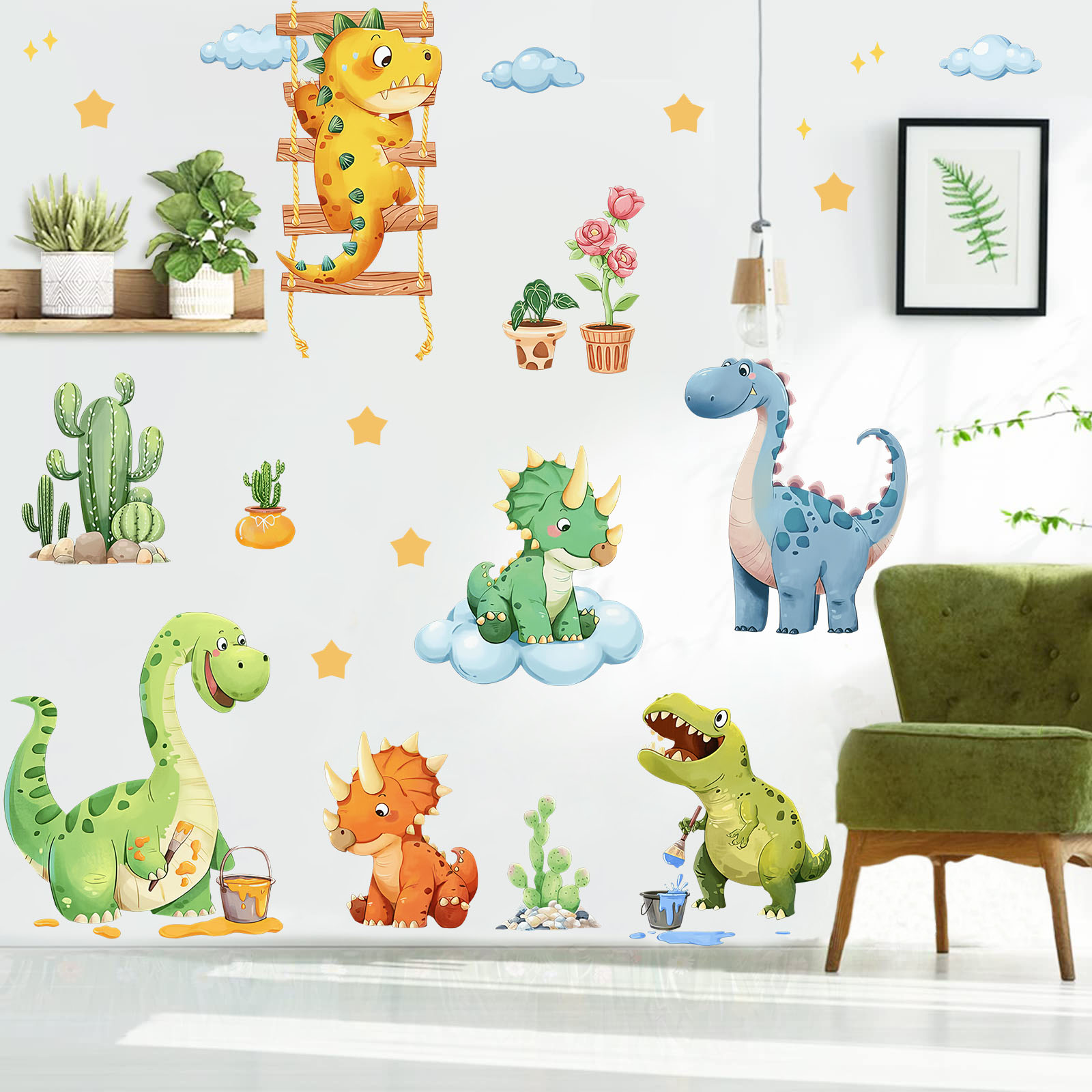 สติ๊กเกอร์ติดผนังลายไดโนเสาร์ต - Baby Nursery Panelling บทวิจารณ์และราคา
