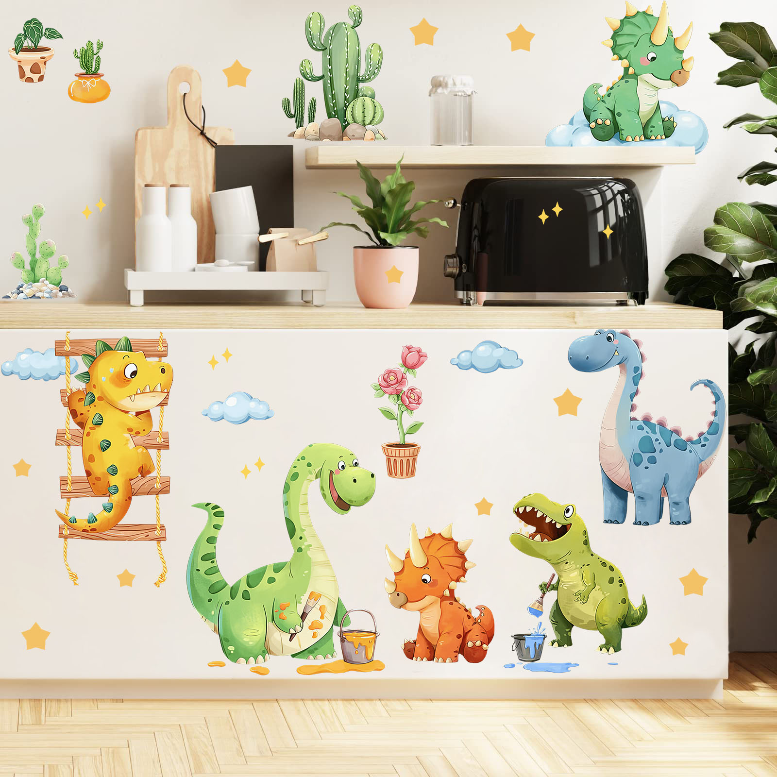 สติ๊กเกอร์ติดผนังลายไดโนเสาร์ต - Baby Nursery Panelling บทวิจารณ์และราคา