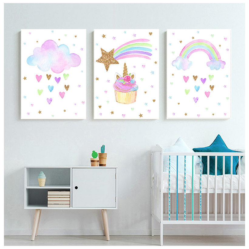 Rainbow Unicorn Wall Art พิมพ์ - Baby Unicorn Nursery บทวิจารณ์และราคา