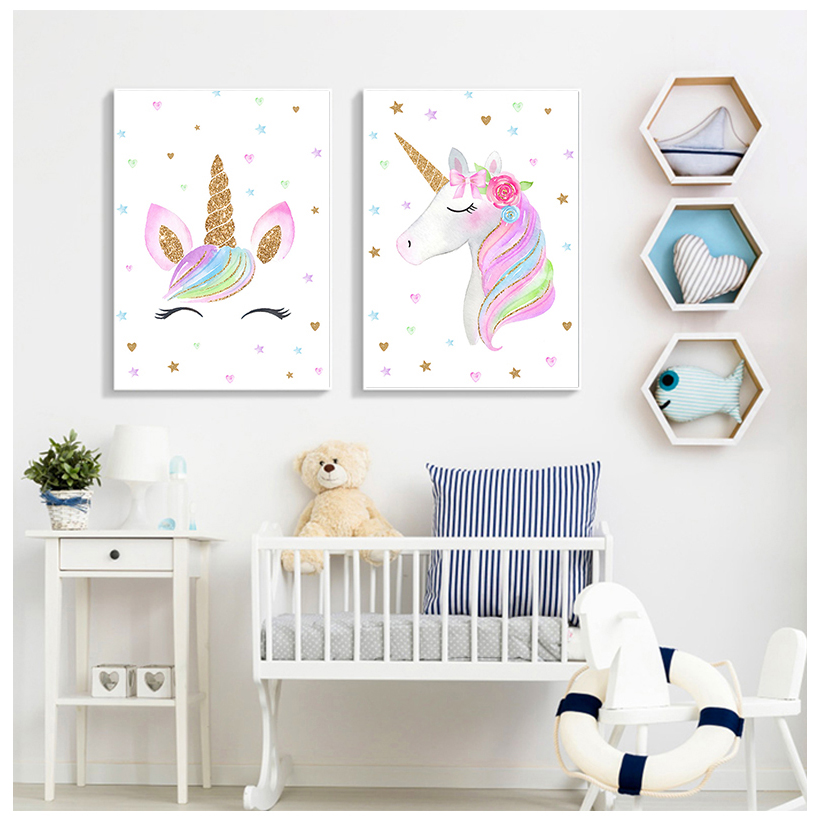 Rainbow Unicorn Wall Art พิมพ์ - Baby Unicorn Nursery บทวิจารณ์และราคา