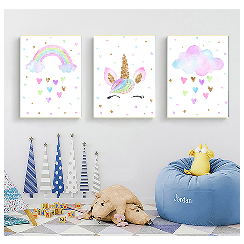Rainbow Unicorn Wall Art พิมพ์ - Baby Unicorn Nursery บทวิจารณ์และราคา