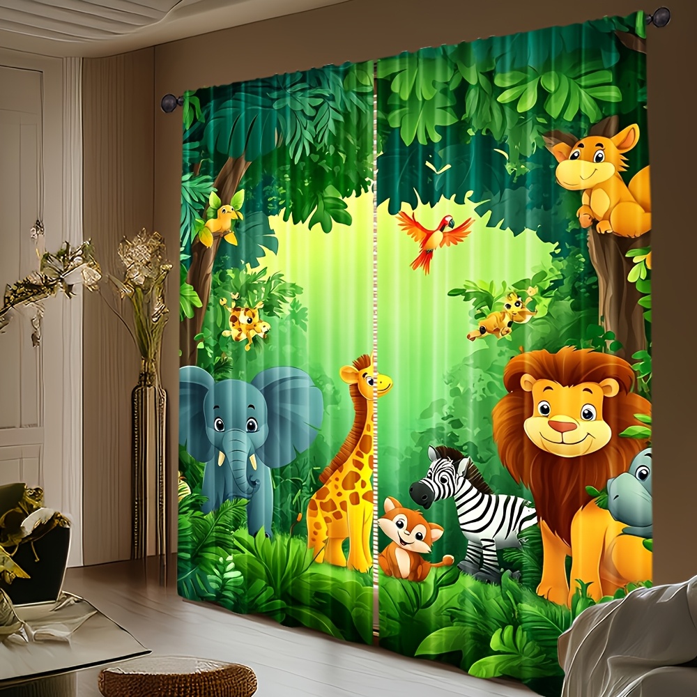2 ชิ้นการ์ตูนสัตว์ผ้าม่านป่าซา - Baby Nursery Curtains บทวิจารณ์และราคา