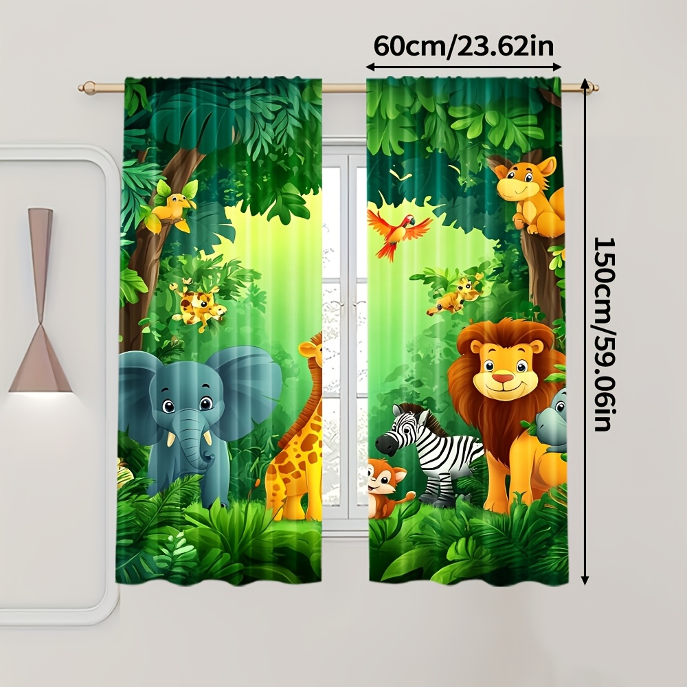 2 ชิ้นการ์ตูนสัตว์ผ้าม่านป่าซา - Baby Nursery Curtains บทวิจารณ์และราคา