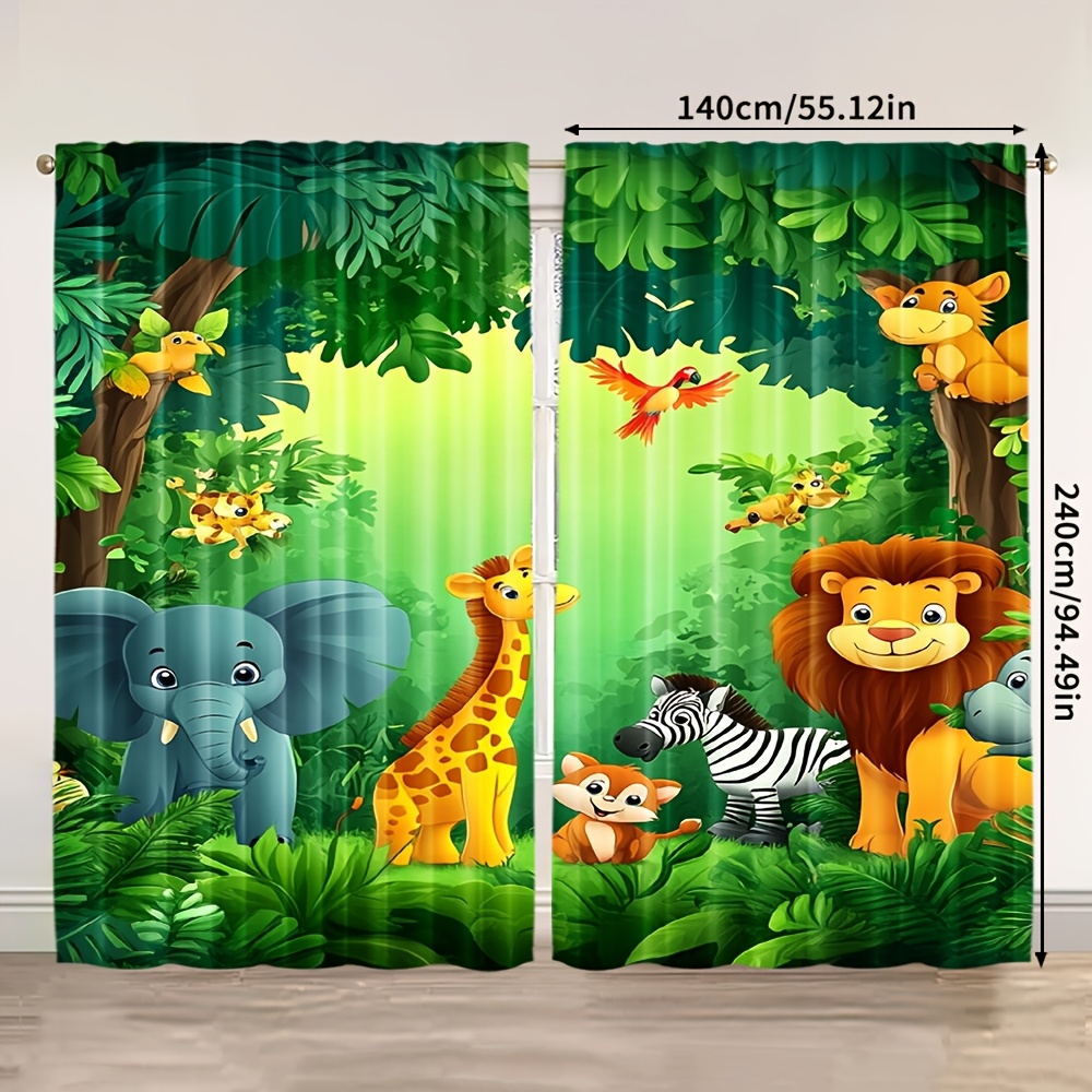 2 ชิ้นการ์ตูนสัตว์ผ้าม่านป่าซา - Baby Nursery Curtains บทวิจารณ์และราคา