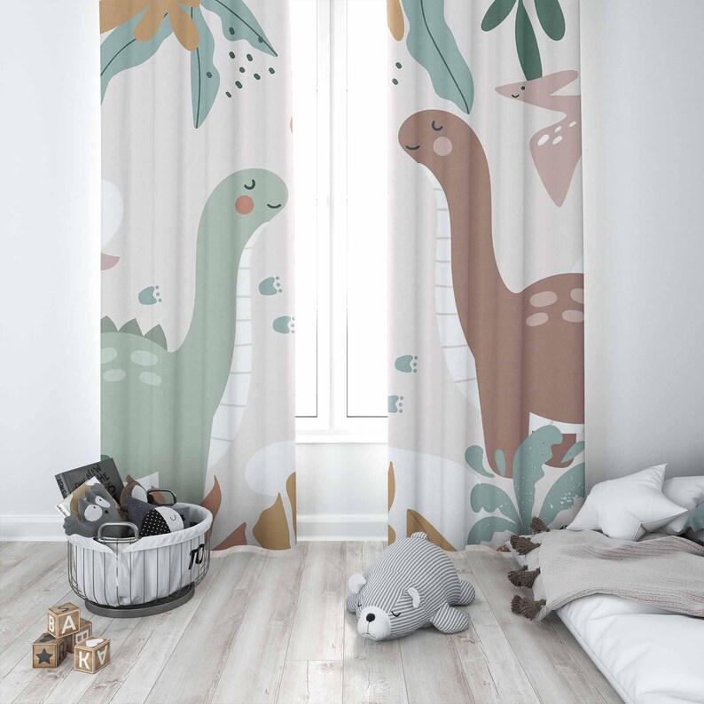 ผ้าม่านลายไดโนเสาร์สำหรับห้องเ - Baby Nursery Curtains บทวิจารณ์และราคา