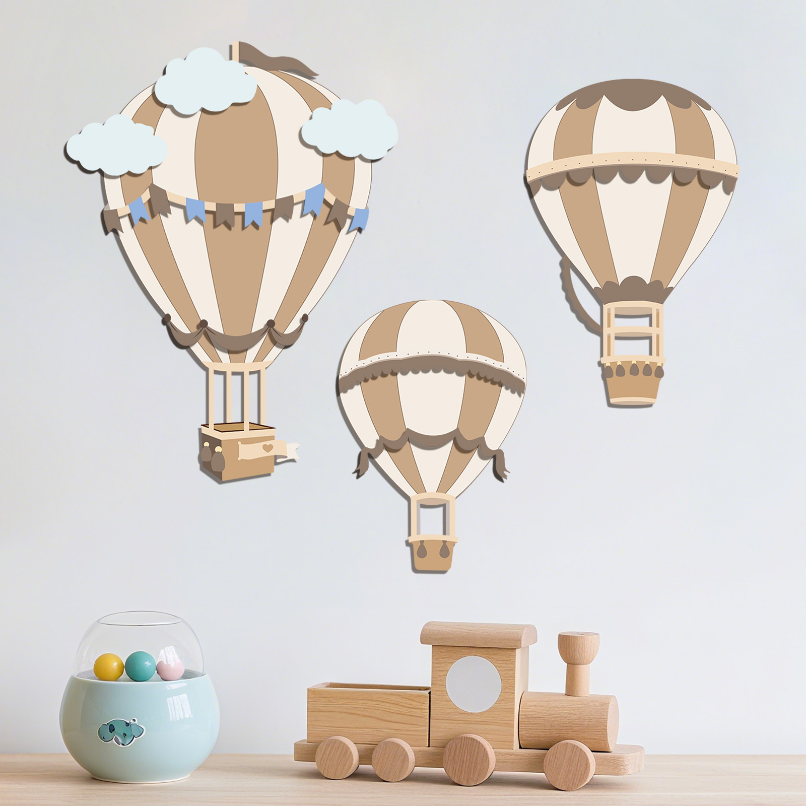 ของตกแต่งผนังไม้รูปบอลลูนลมร้อ - Baby Nursery Neutral บทวิจารณ์และราคา