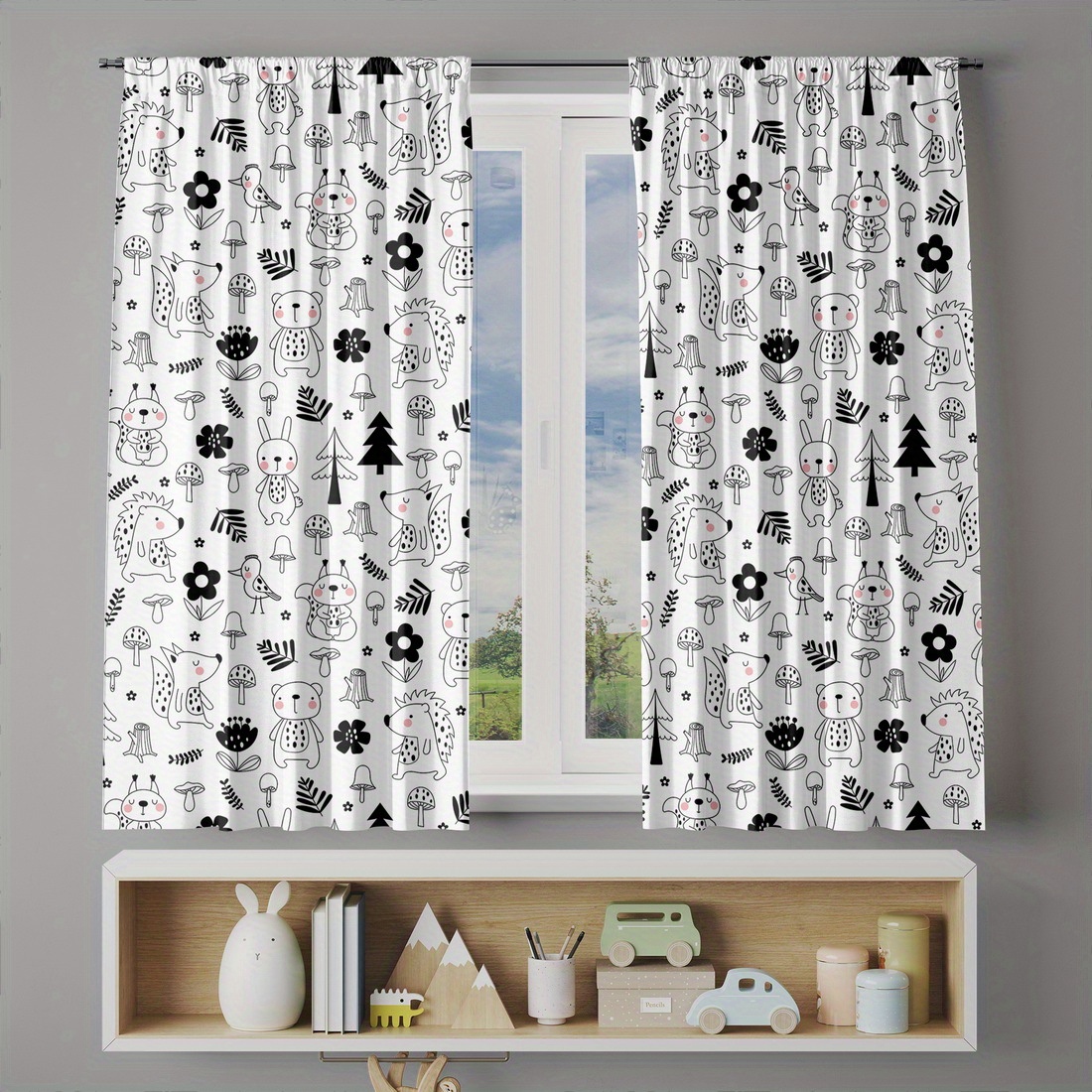 ม่านตกแต่งห้องเด็ก ลายป่าไม้สุ - Baby Nursery Curtains บทวิจารณ์และราคา