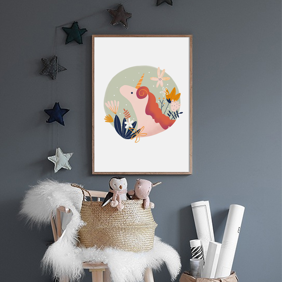 ภาพติดผนังห้องนอนเด็กผู้หญิง ก - Baby Unicorn Nursery บทวิจารณ์และราคา