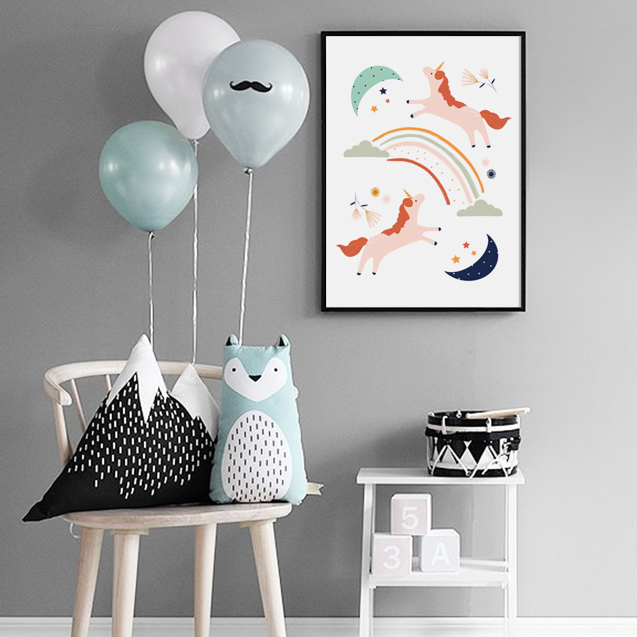 ภาพติดผนังห้องนอนเด็กผู้หญิง ก - Baby Unicorn Nursery บทวิจารณ์และราคา