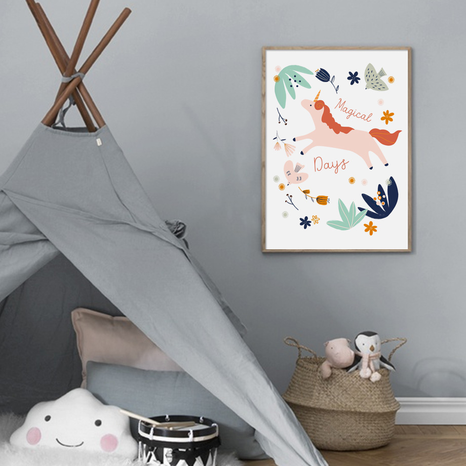 ภาพติดผนังห้องนอนเด็กผู้หญิง ก - Baby Unicorn Nursery บทวิจารณ์และราคา