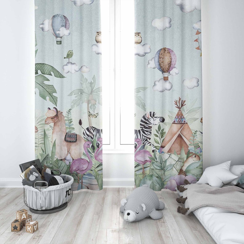ผ้าม่านลายสัตว์ซาฟารีสำหรับห้อ - Baby Nursery Curtains บทวิจารณ์และราคา