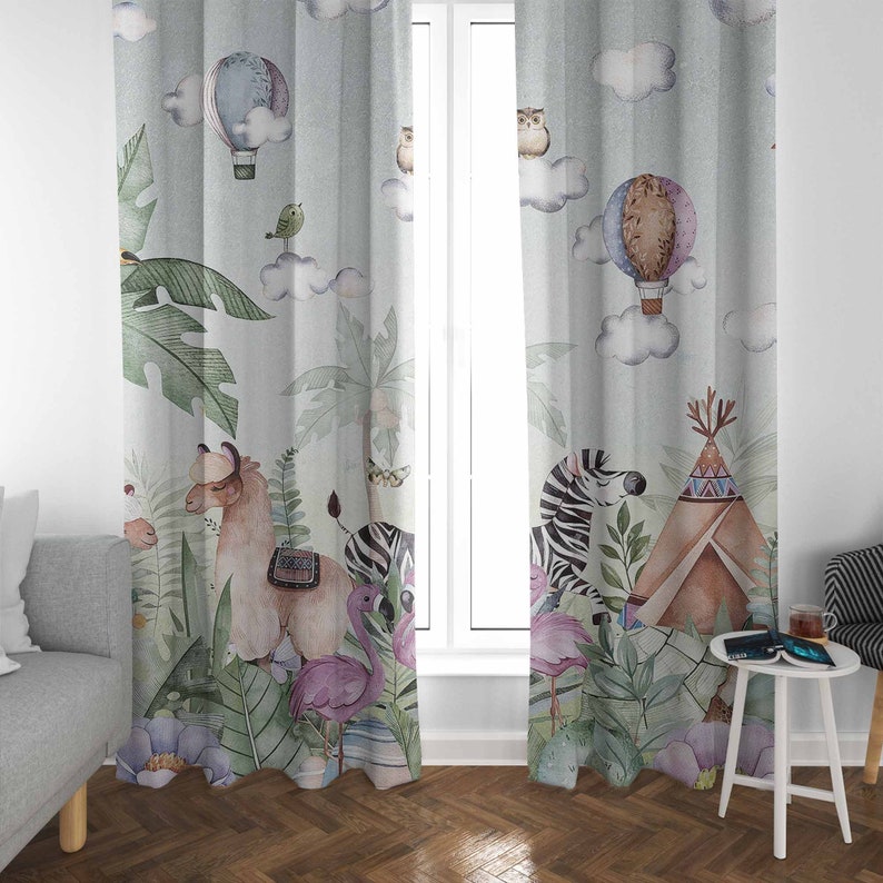 ผ้าม่านลายสัตว์ซาฟารีสำหรับห้อ - Baby Nursery Curtains บทวิจารณ์และราคา