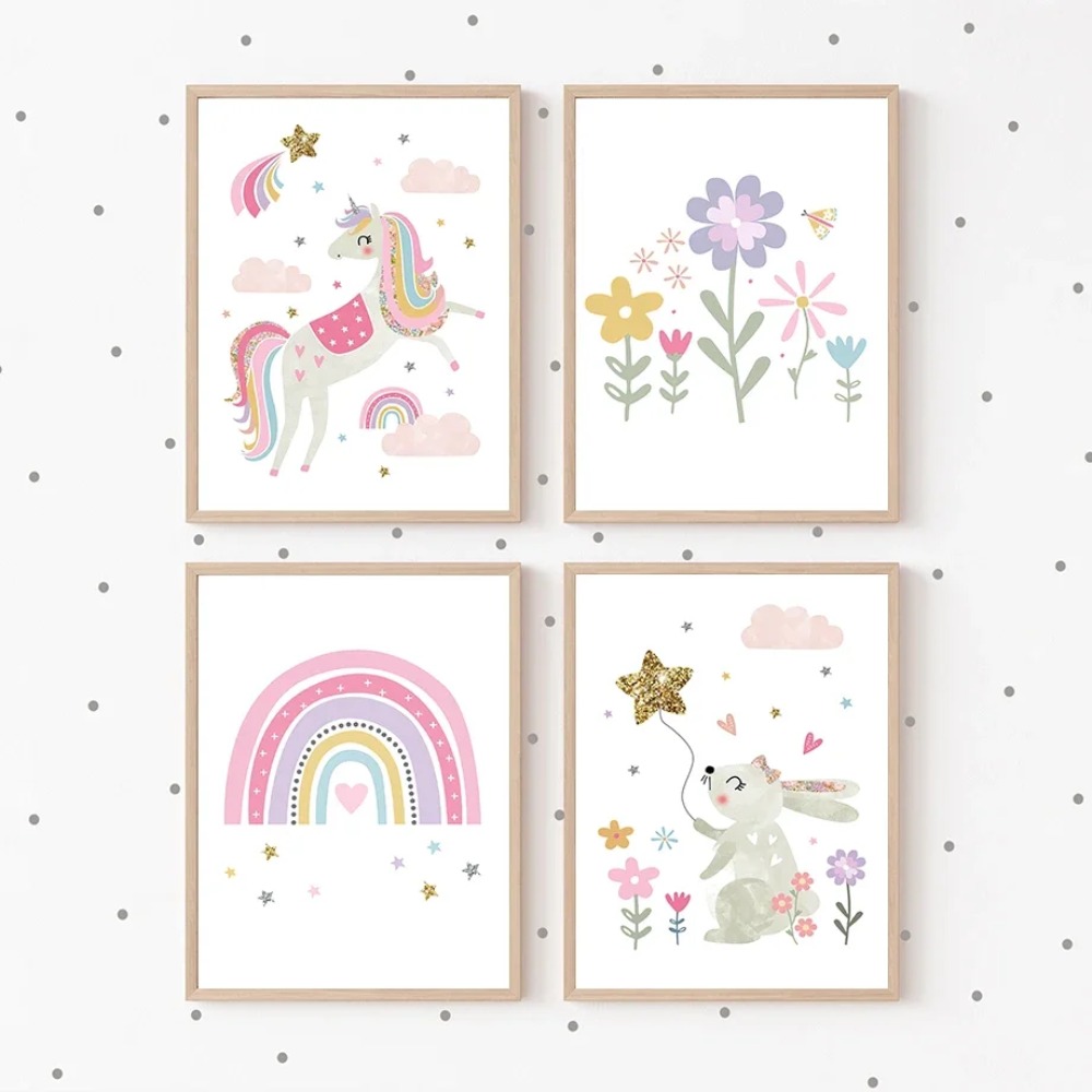 สีชมพูยูนิคอร์นกระต่ายสายรุ้งเ - Baby Unicorn Nursery บทวิจารณ์และราคา