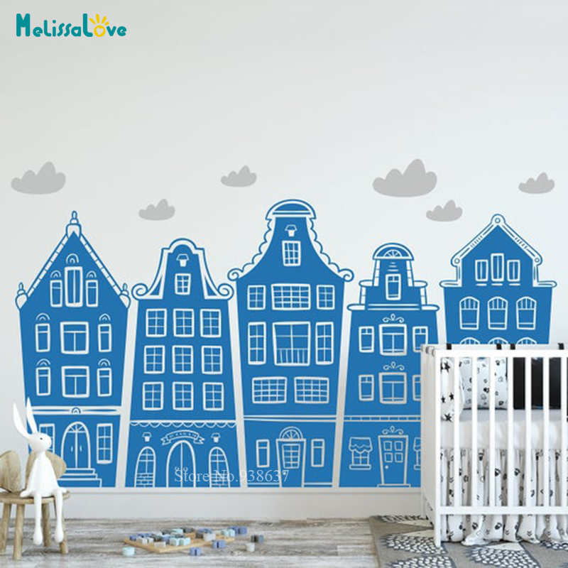 สแกนดิเนเวียนบ้านและเมฆ Decal  - Baby Nursery Stickers บทวิจารณ์และราคา