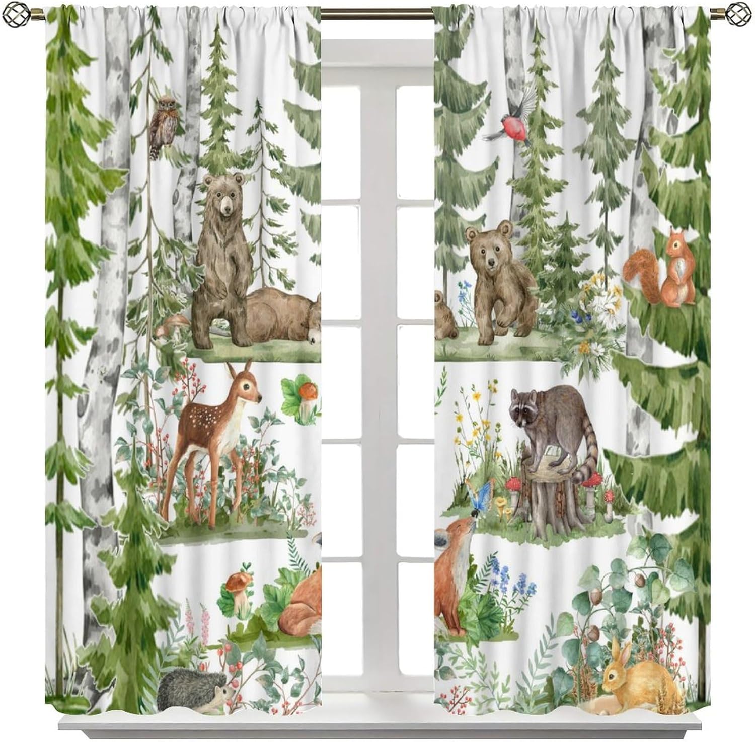ผ้าม่านลายสัตว์ป่าสำหรับเด็ก ล - Baby Nursery Curtains บทวิจารณ์และราคา